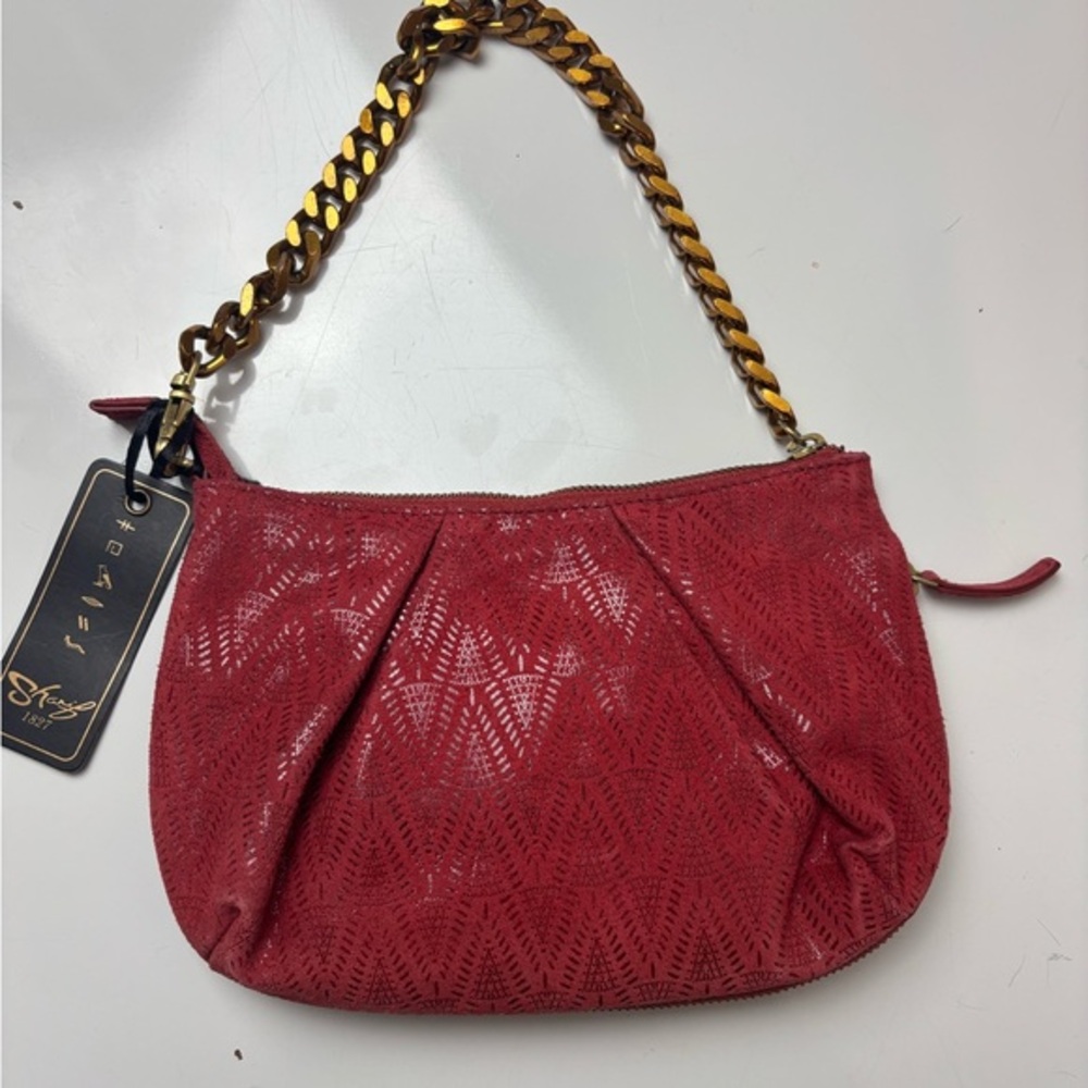 Sharif chain strap red leather mini bag clutch